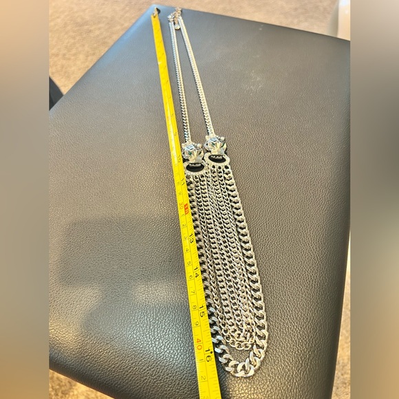 Silver Tone chain layered leopard statement
necklace - Picture 9 of 9